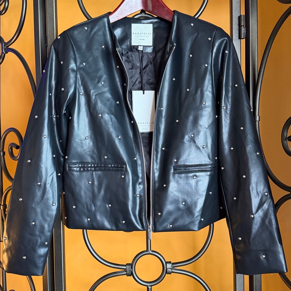 BAGATELLE COLLECTION Studded Faux Leather Jacket - Picture 4 of 13